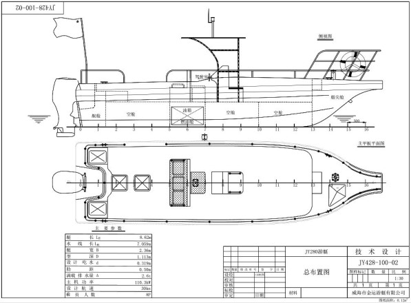 JY280 deck boat