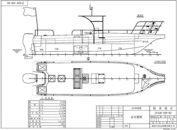 JY280 deck boat